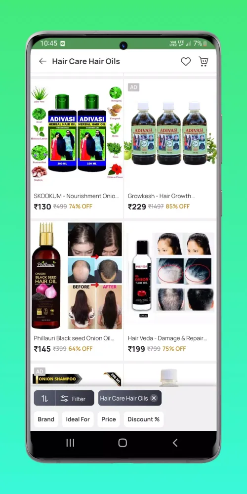 Hair Oil Online Shopping App Screenshots