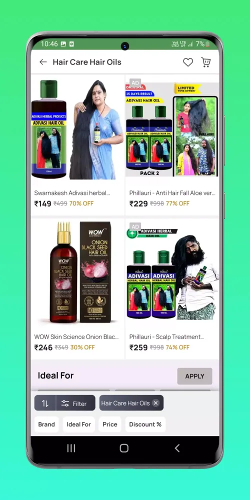 Hair Oil Online Shopping App Screenshots