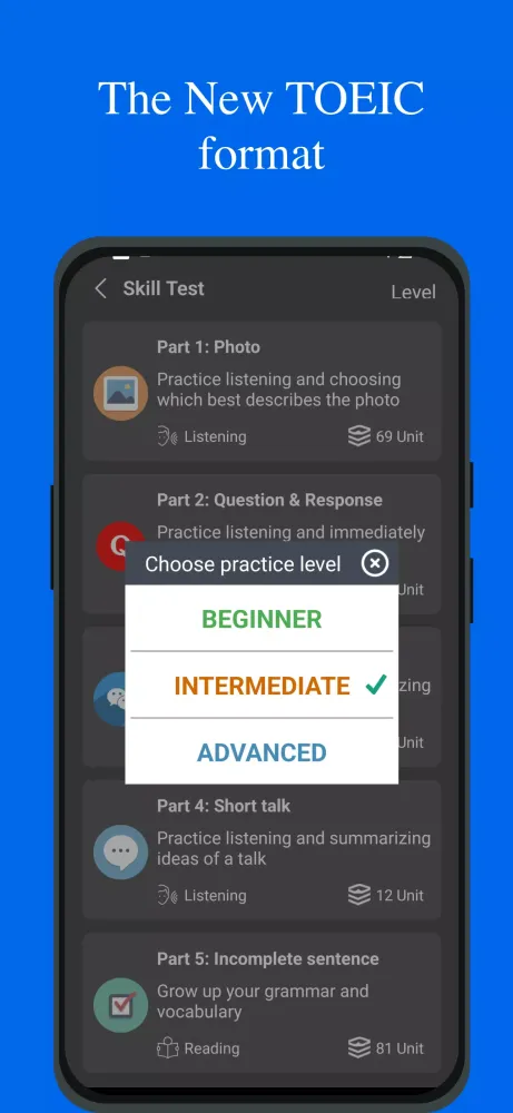 TOEIC Exam Screenshots