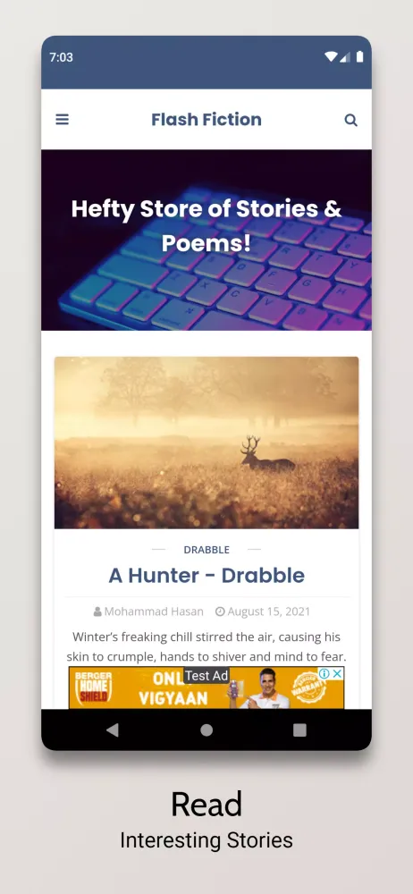 Flash Fiction Screenshots