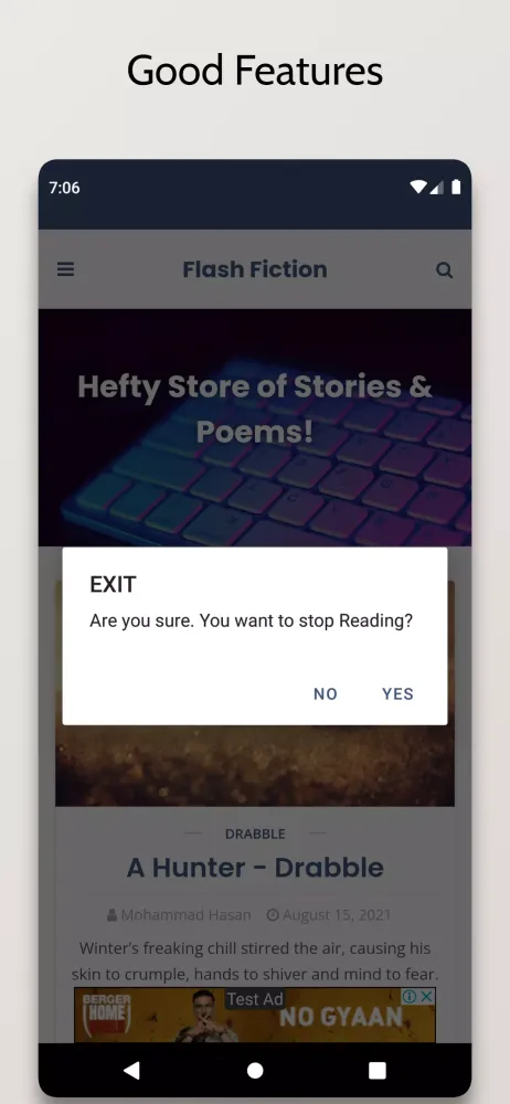 Flash Fiction Screenshots