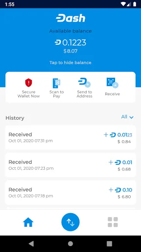 Captures d'écran de Dash Wallet