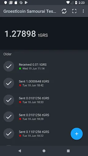 Groestlcoin Samourai Testnet 스크린샷