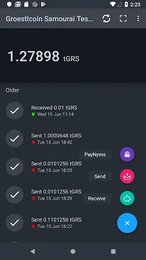 Groestlcoin Samourai Testnet 스크린샷