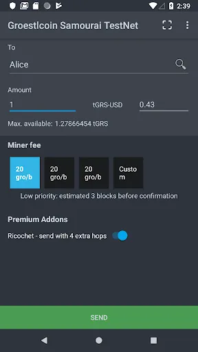 Groestlcoin Samourai Testnet 스크린샷