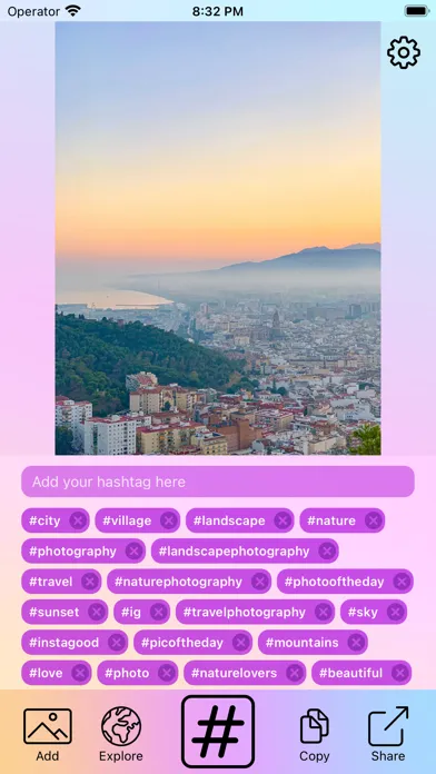 Capturas de tela do Hashtagram