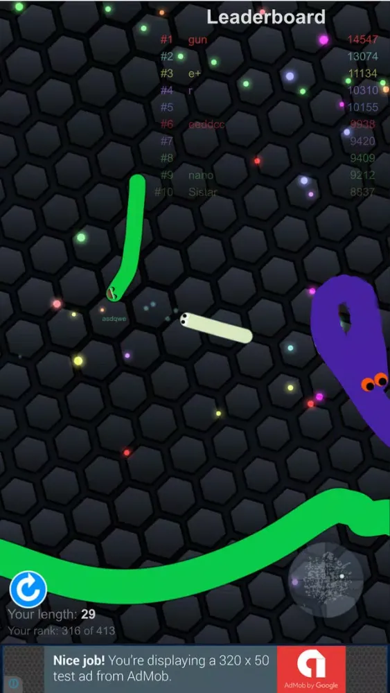 Captures d'écran de slither online