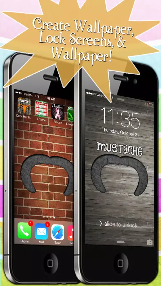 تصاویر Mustache Mania for iOS7! - FREE HD Theme and Wallpaper Creator