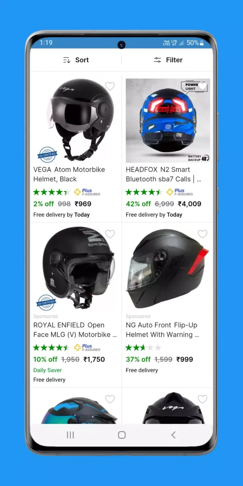 Zrzuty ekranu Helmet Online Shopping App