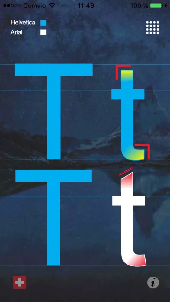 Zrzuty ekranu Helvetica vs Arial