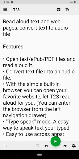 T2S: Text to Voice/Read Aloud Screenshots