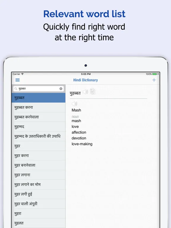 Tangkapan layar Hindi Dictionary Premium iPad 