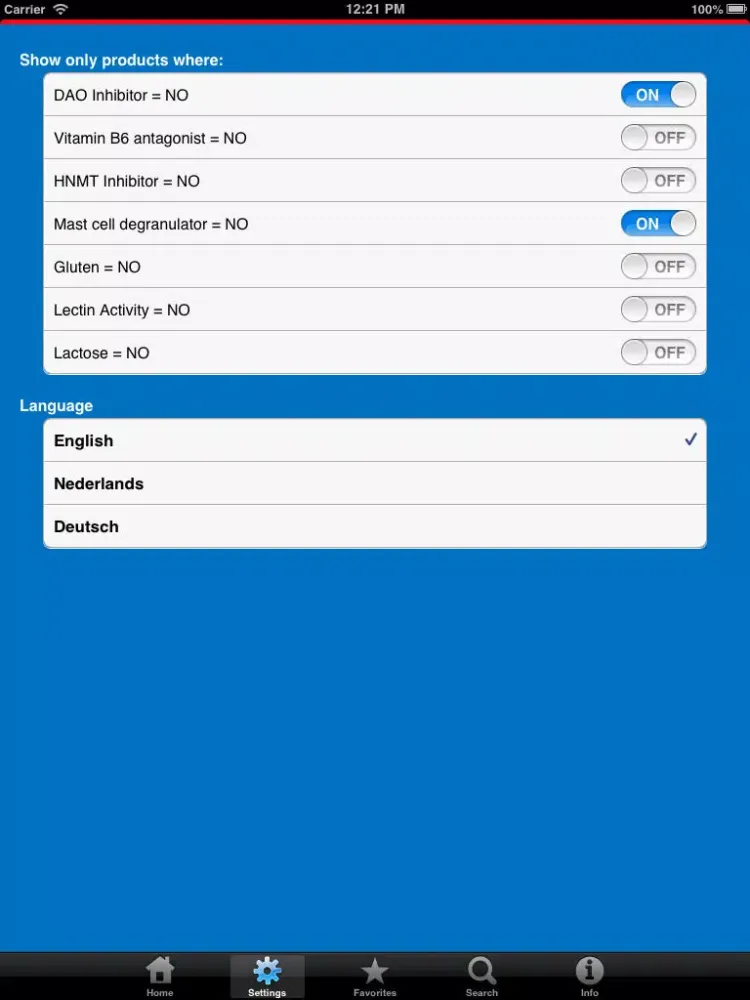Zrzuty ekranu Histamine Intolerance iPad 