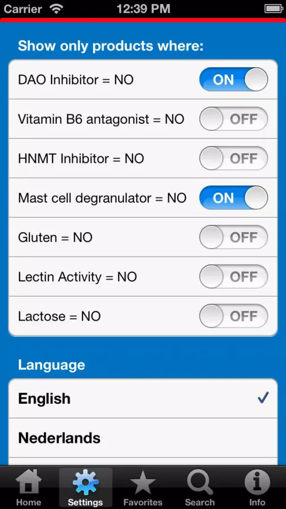 Zrzuty ekranu Histamine Intolerance