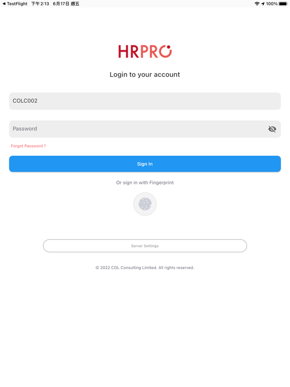 Zrzuty ekranu COLC HRPRO App iPad 