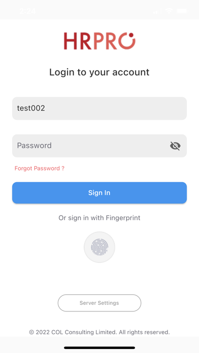 Zrzuty ekranu COLC HRPRO App