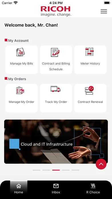 Screenshot di Ricoh Customer Portal
