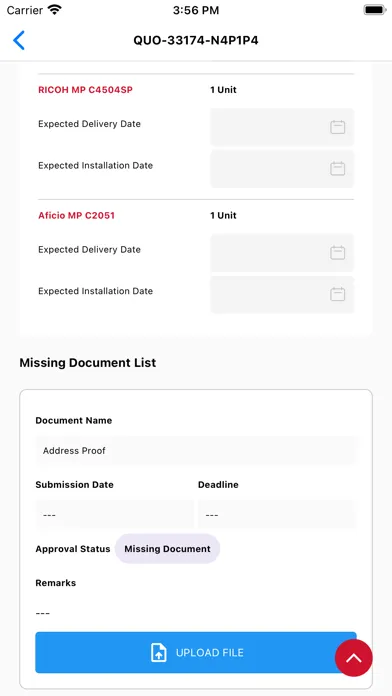 Screenshot di Ricoh Customer Portal