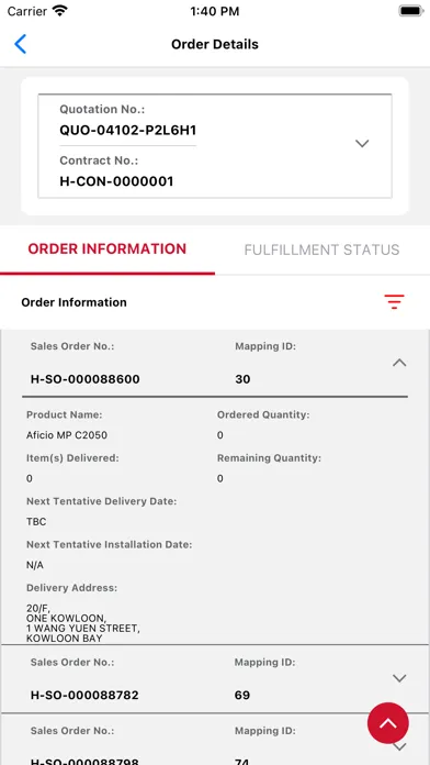 Screenshot di Ricoh Customer Portal