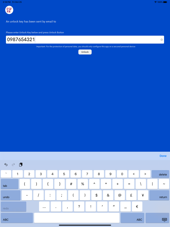 ภาพหน้าจอของ ESF App iPad 