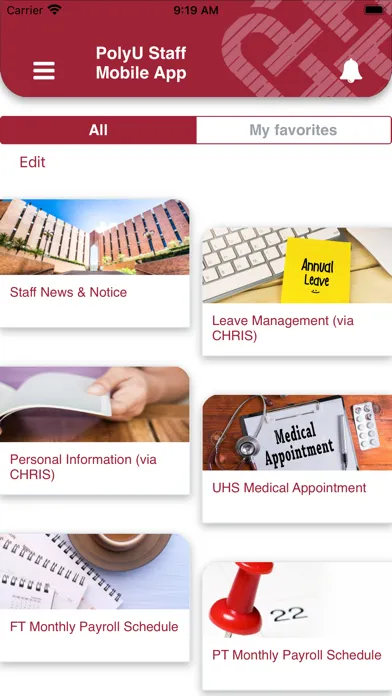 Tangkapan layar PolyU Staff Mobile App