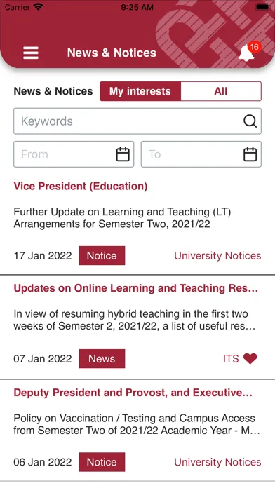 Tangkapan layar PolyU Staff Mobile App