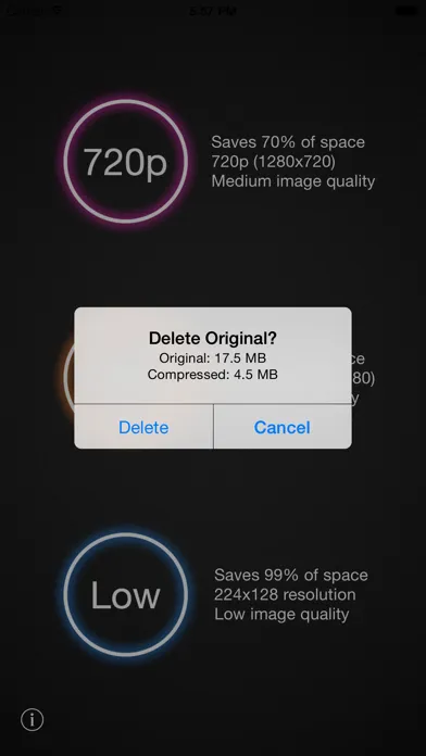 Capturas de tela do Video Compressor