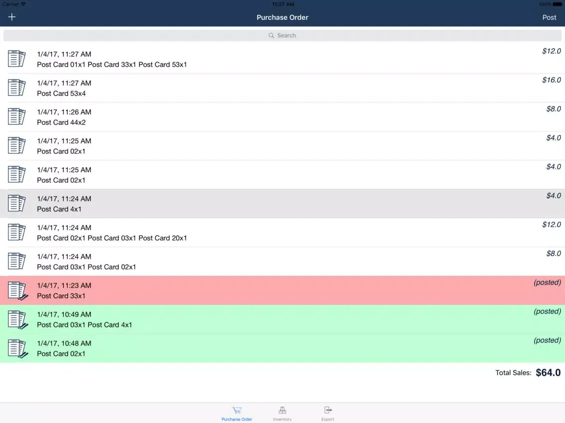 Zrzuty ekranu Adhoc POS iPad 