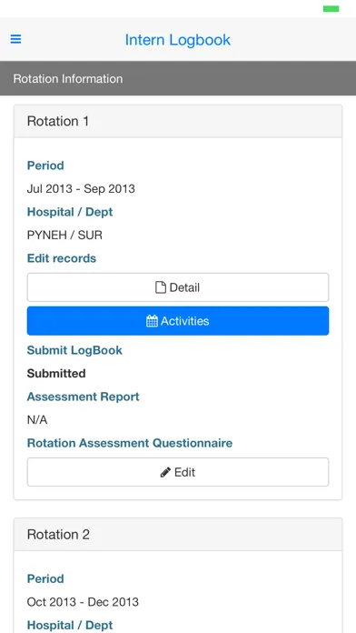 Medical Intern Logbook Ekran Görüntüleri