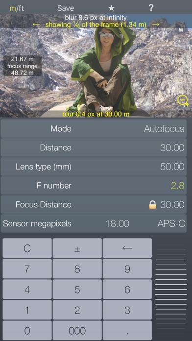 Focus / DOF hyperfocal calculator depth of field Ekran Görüntüleri