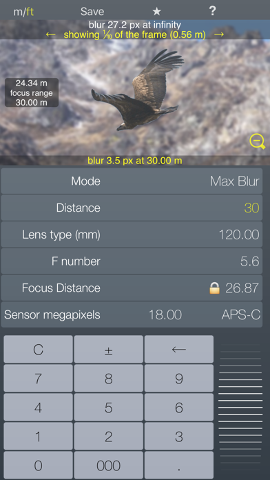 Focus / DOF hyperfocal calculator depth of field Ekran Görüntüleri