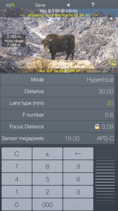Focus / DOF hyperfocal calculator depth of field Ekran Görüntüleri