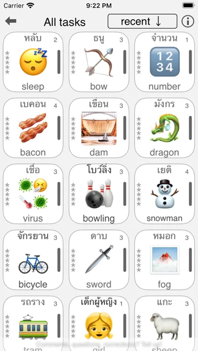 Capturas de tela do Thai 500 - learn words