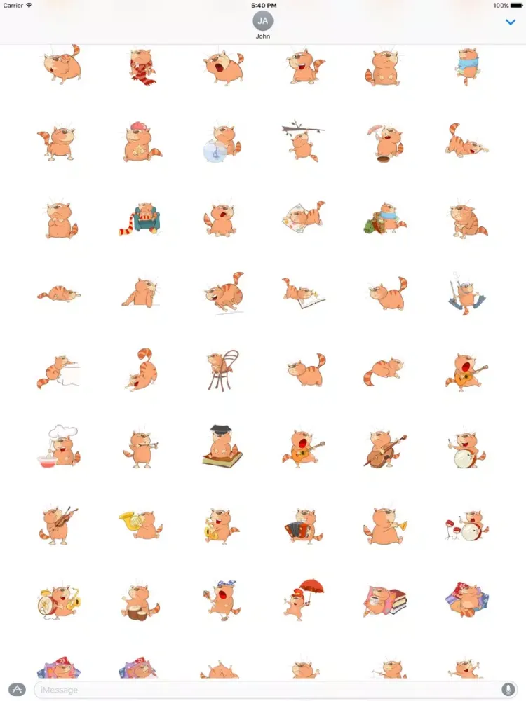 Tangkapan skrin Lazy Cartoon Kitty Sticker Pack iPad 