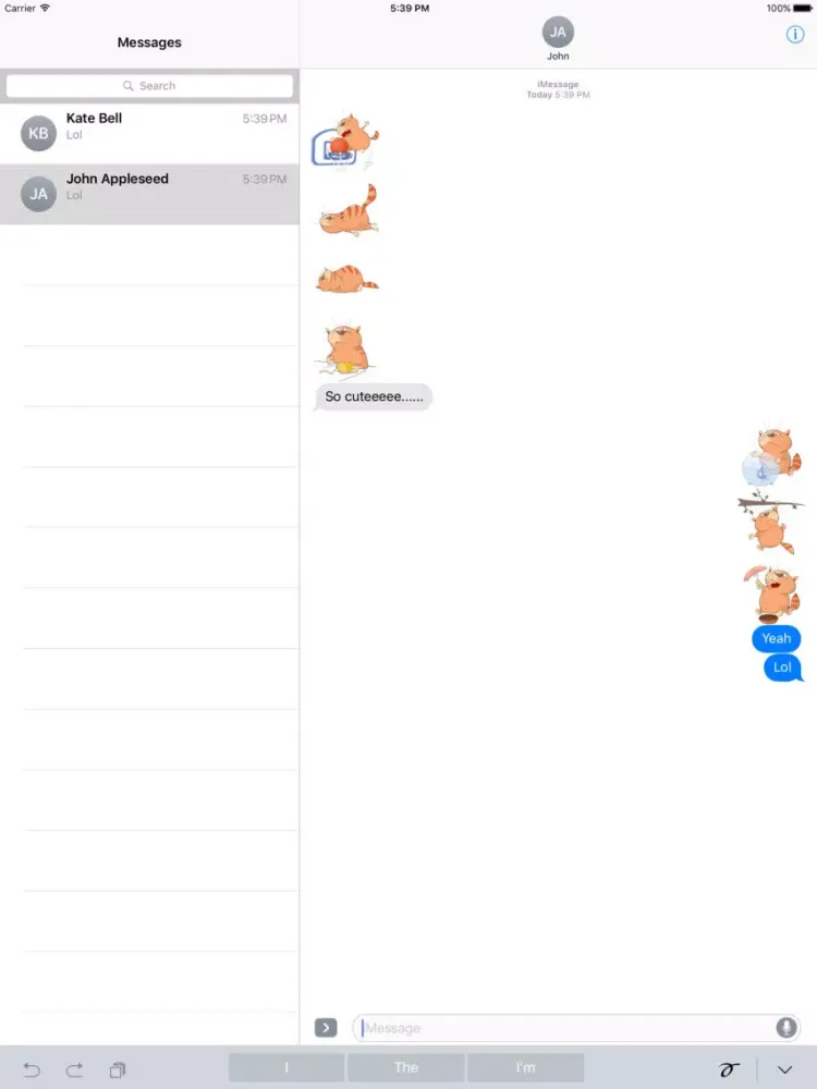 Tangkapan skrin Lazy Cartoon Kitty Sticker Pack iPad 