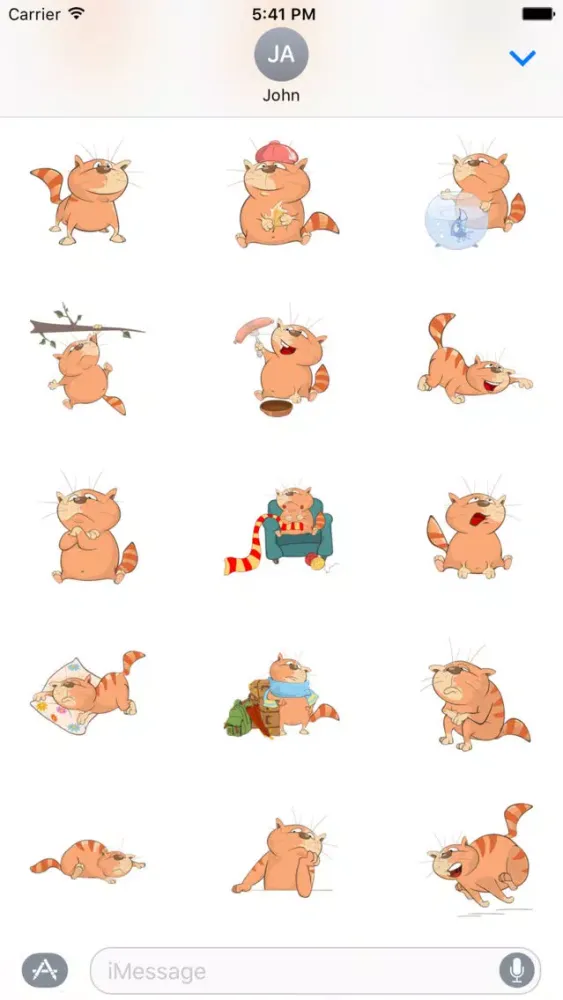 Tangkapan skrin Lazy Cartoon Kitty Sticker Pack