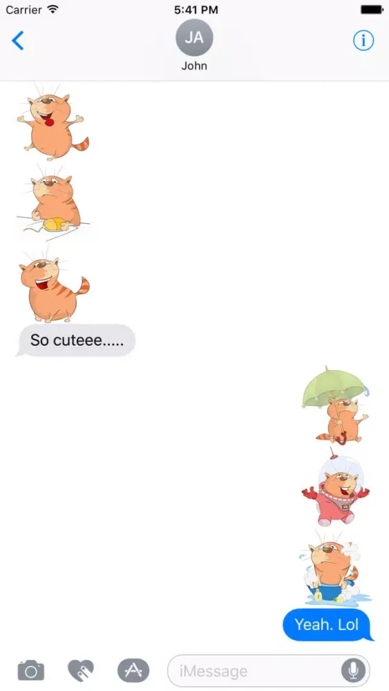 Tangkapan skrin Lazy Cartoon Kitty Sticker Pack