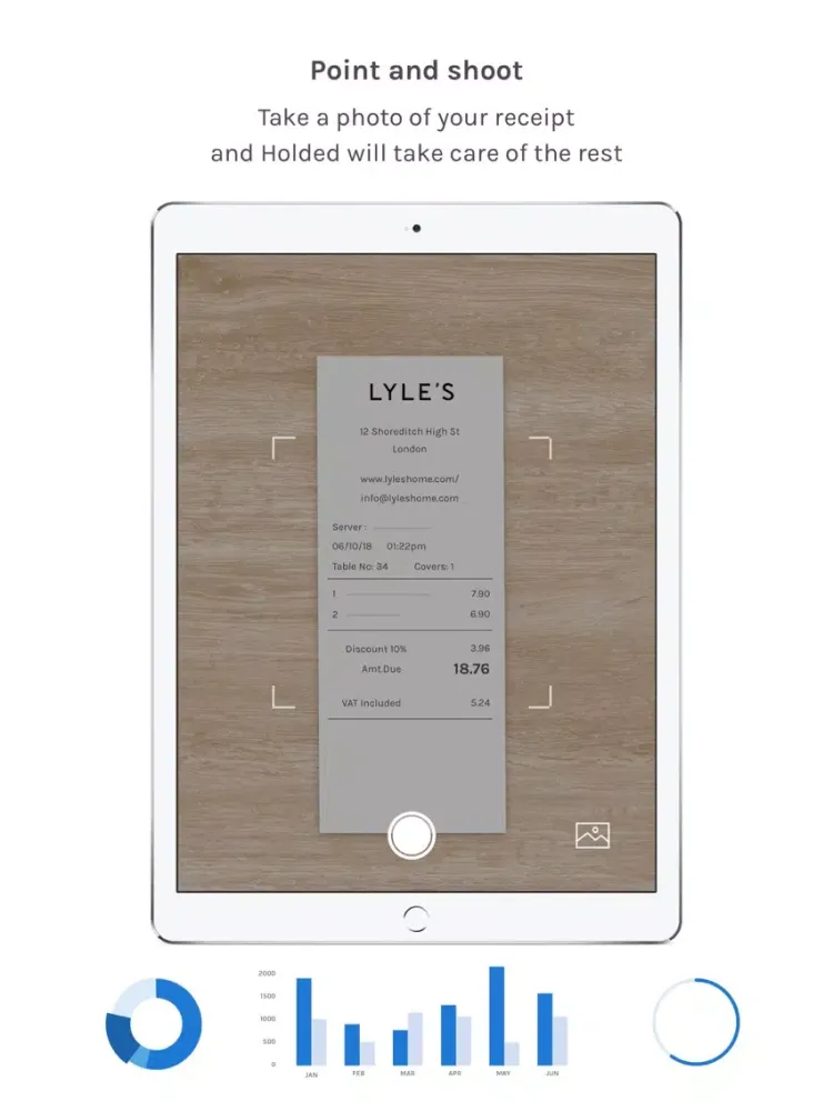 Capturas de tela do Holded Receipts for business iPad 