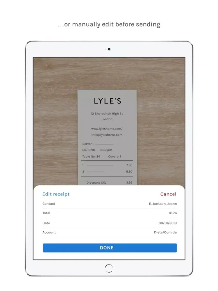 Capturas de tela do Holded Receipts for business iPad 