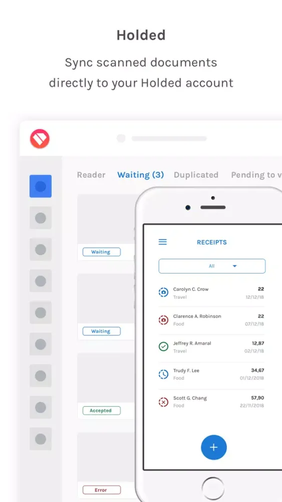 Capturas de tela do Holded Receipts for business