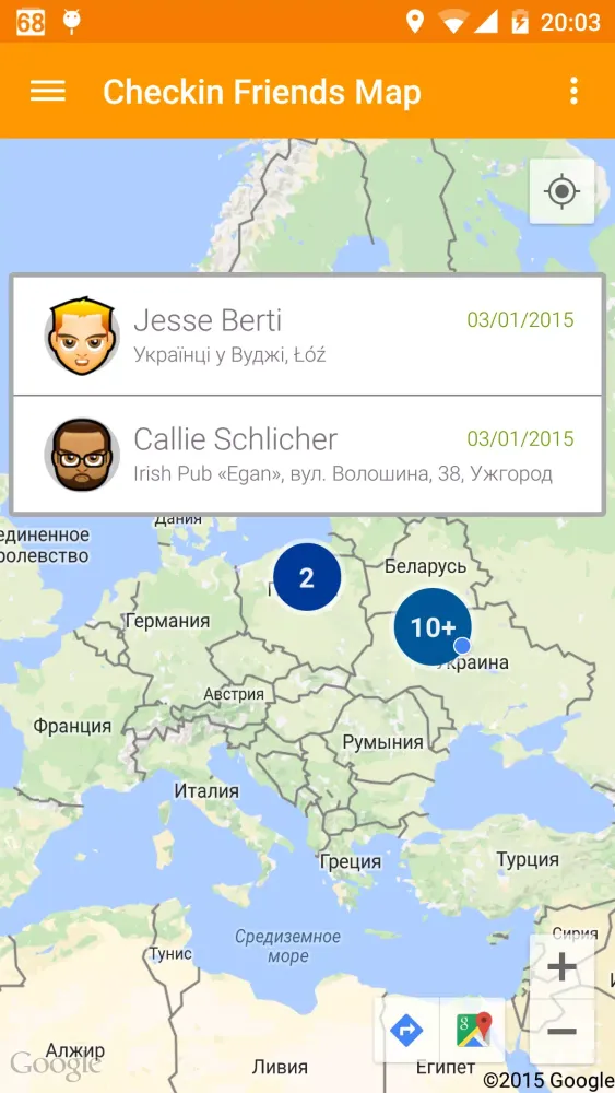 Checkin Friends Map Screenshots