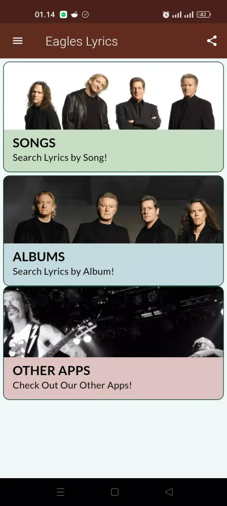 Capturas de pantalla de Eagles Lyrics