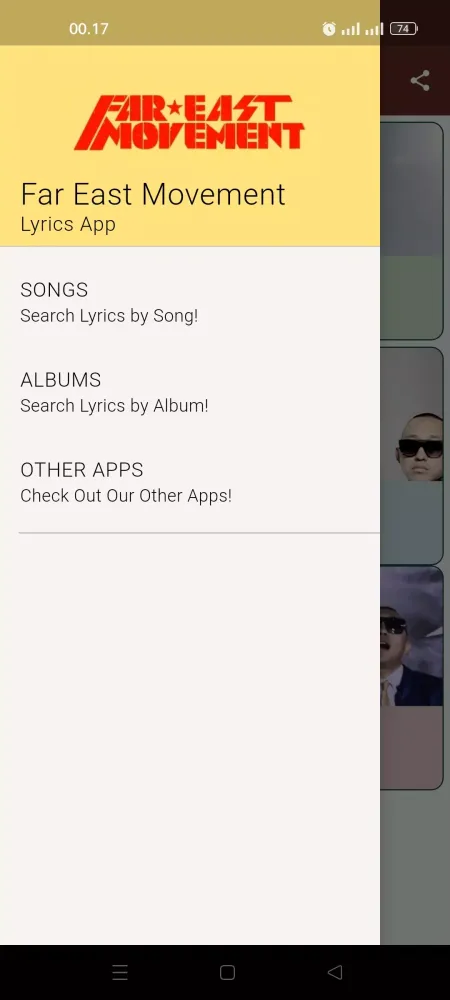 Capturas de tela do Far East Movement Lyrics