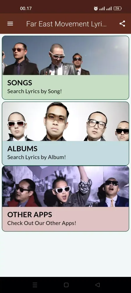 Capturas de tela do Far East Movement Lyrics