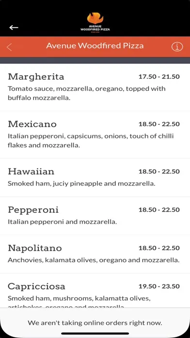 Avenue Woodfired Pizza スクリーンショット