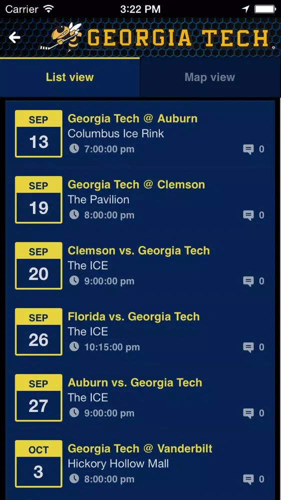 Capturas de tela do Georgia Tech Hockey