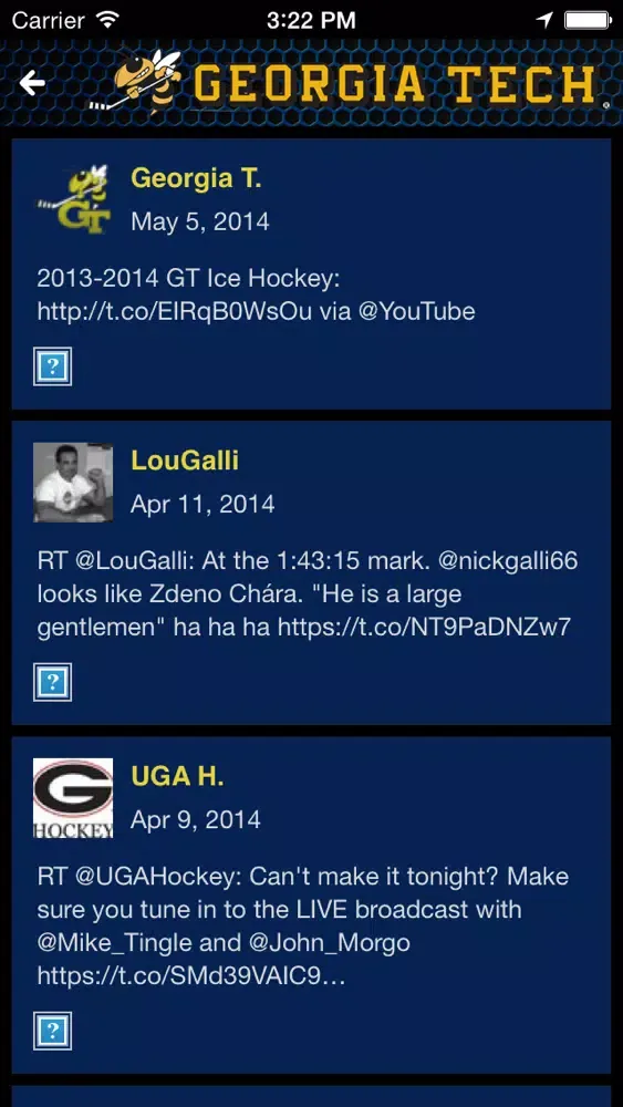 Capturas de tela do Georgia Tech Hockey