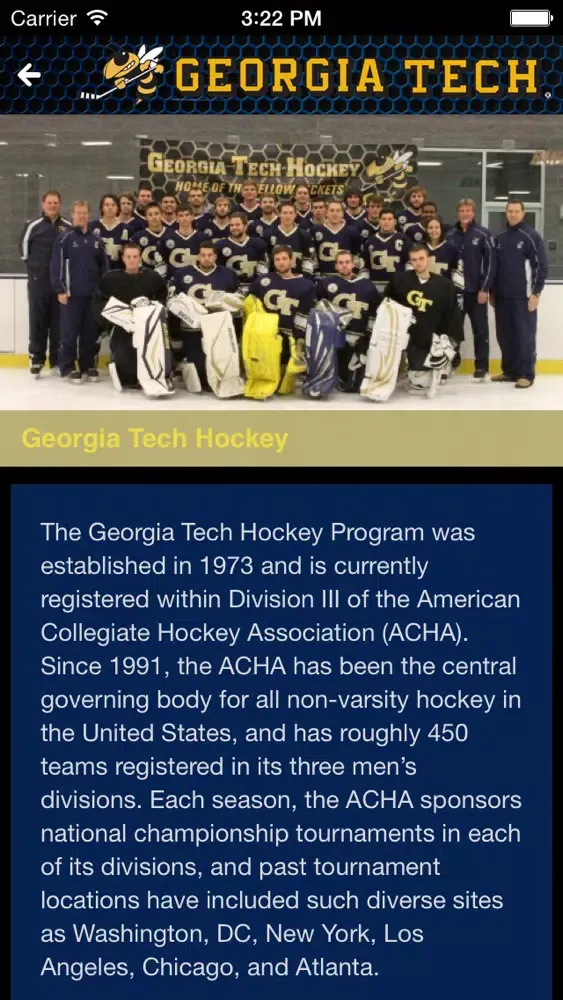 Capturas de tela do Georgia Tech Hockey