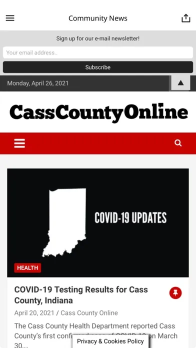 Ảnh chụp màn hình của Cass County INfo
