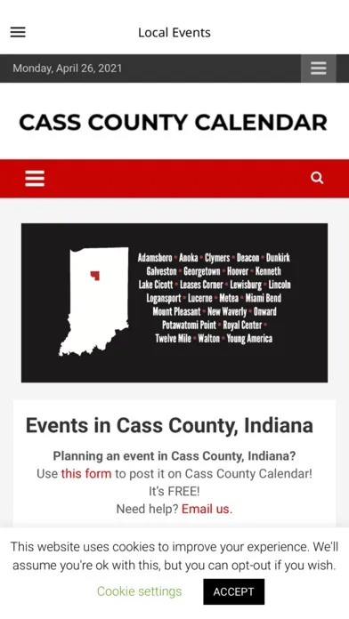 Ảnh chụp màn hình của Cass County INfo
